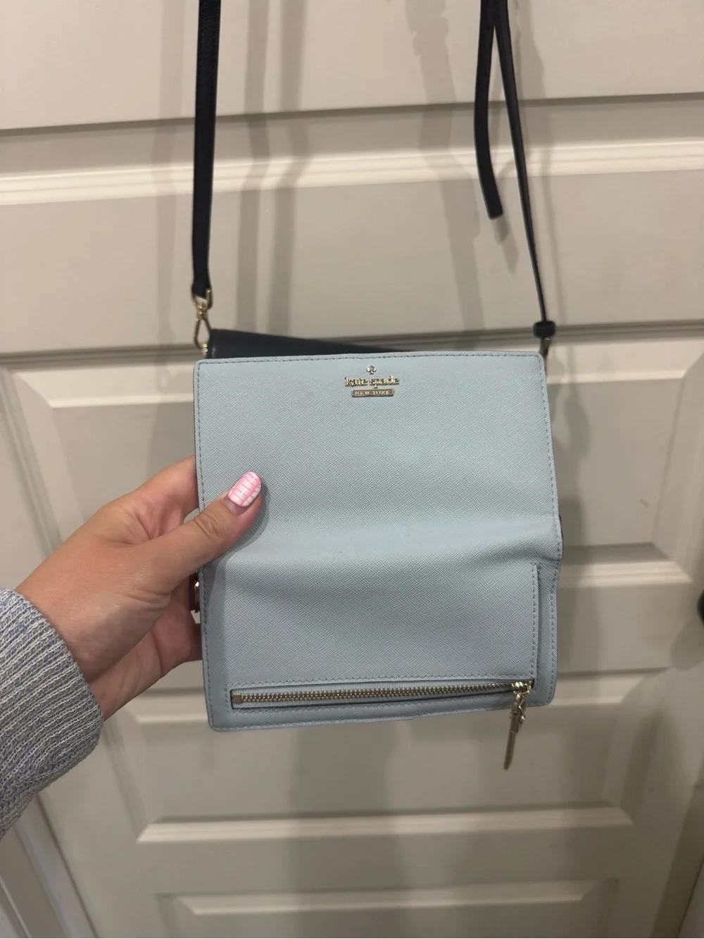 kate spade Black Saffiano Leather Crossbody with Gold Chain